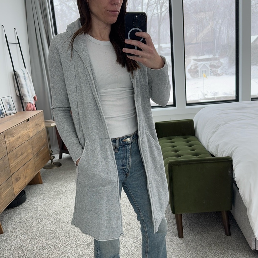 Grey hooded cardigan